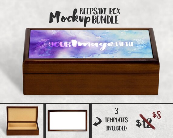 Wood Rectangle Keepsake Box Template Mockup Add Your