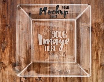 Download Free Large square glass plate mockup template | Add your own background | Etched glass mockup PSD Template
