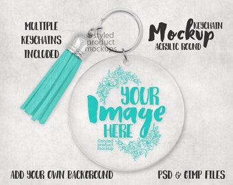 Download Round Acrylic keychain with tassel template mockup | Add your own image and background - Create ...