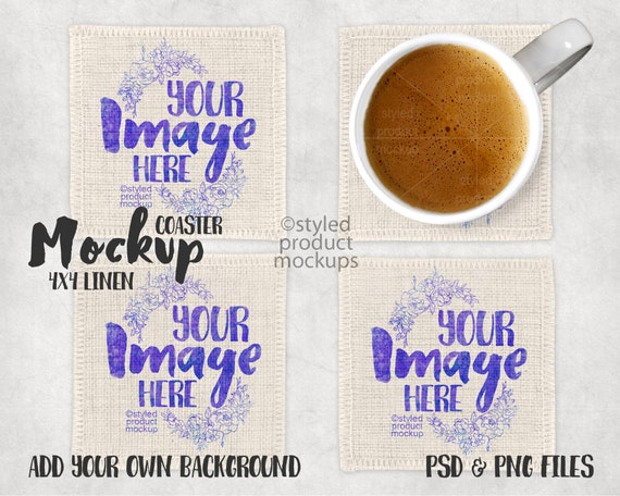 Dye Sublimation Linen Coasters Mockup Template Add Your