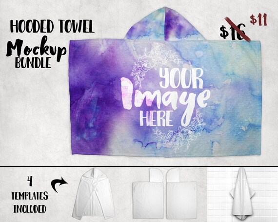 Hooded Towel Mockup Template Bundle Add Your Own
