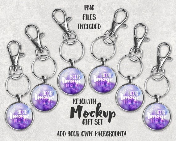 Round Bezel Setting Key Chain Mockup Template Key
