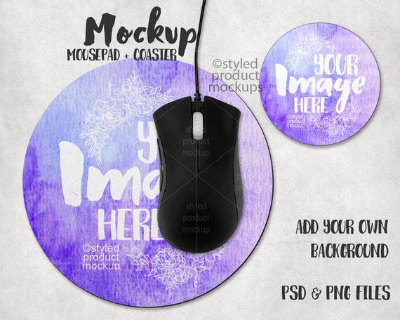 Download Round Mouse Pad With Hard Board Coaster Gift Set Free Download Template Premiumk Mockups PSD Mockup Templates