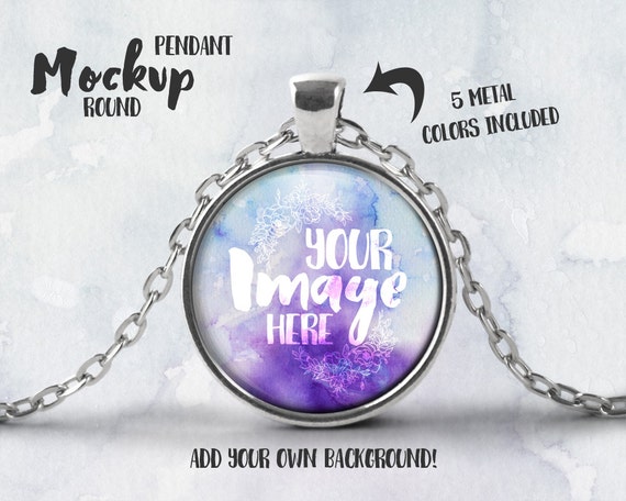 Round Pendant Template Mockup With Rolo Chain Add