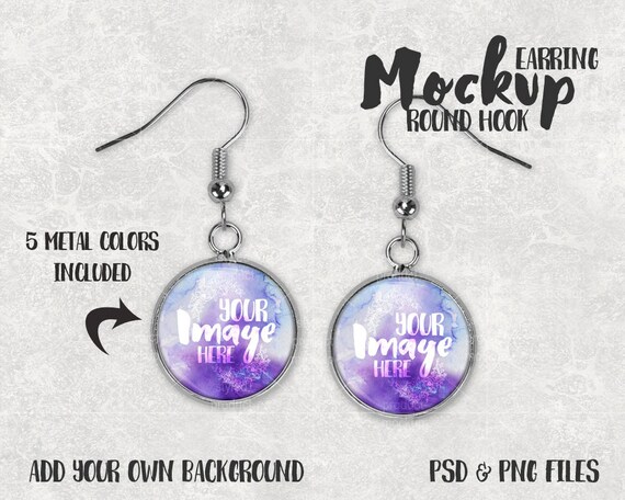 Round Hook Earring Template Mockup Add Your Own