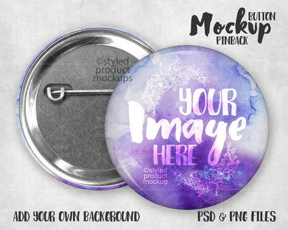 Pinback Button Mockup Template With Front And Back View Pinback Button Mockup Template With Front And Back View
