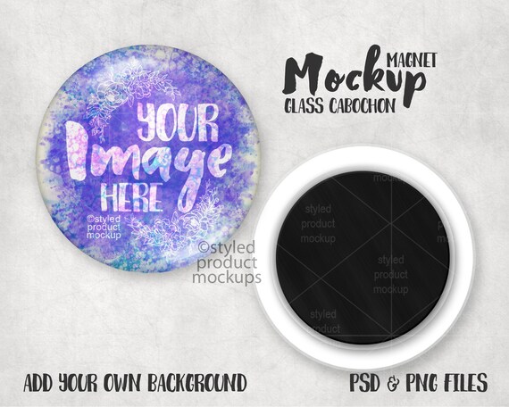 Round Glass Cabochon With Magnet Back Mockup Add