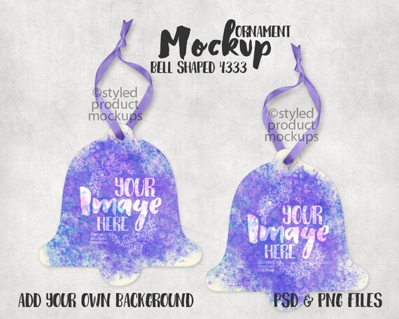Dye Sublimation Double Sided Bell Shaped Ornament Mockup Template