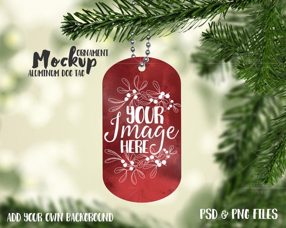 Download Free Military Dog Tag Aluminum Christmas Ornament Mockup ...