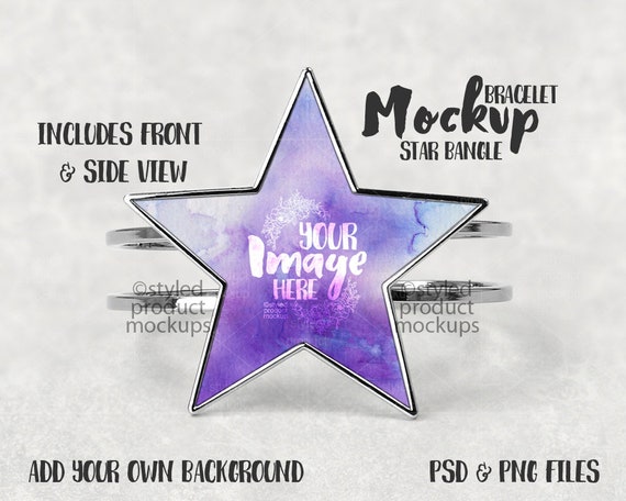 Dye Sublimation Star Bangle Bracelet Mockup Templateadd Your