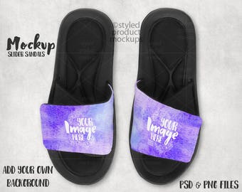 Download Free Dye Sublimation Slider Sandals mockup template | Add your own image and background PSD Template