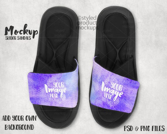 Download Free Dye Sublimation Slider Sandals Mockup Template Add ...
