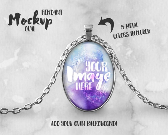 Oval Pendant Mockup Template With Rolo Chain Jewelry Oval Pendant Mockup Template With Rolo Chain Jewelry
