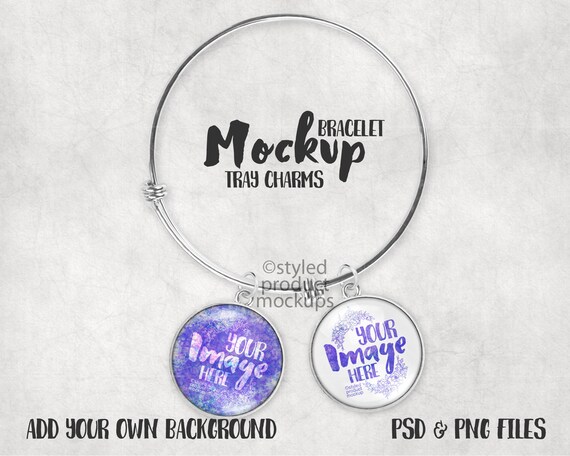 Bangle Bracelet With Tray Charms Mockup Add Your