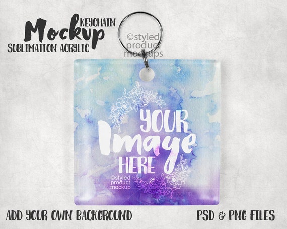 Download Free Dye Sublimation Square Shaped Acrylic Keychain Mockup ...