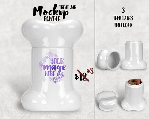 Dog Bone Shaped Dog Treat Jar Template Mockup