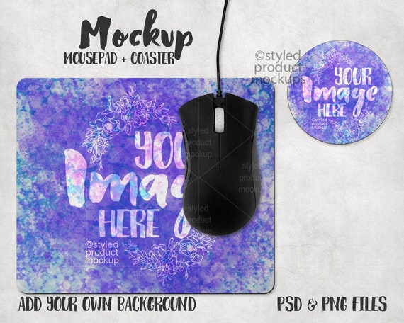 Dye Sublimation Rectangle Mousepad And Round Hardboard Coaster Mockup Dye Sublimation Rectangle Mousepad And Round Hardboard Coaster Mockup