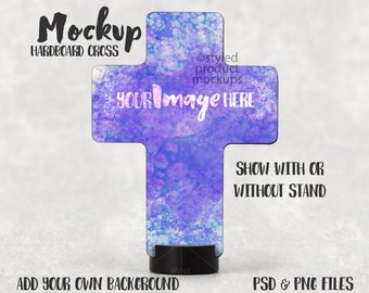 Download Free Dye sublimation hard board cross mockup template | Add your own image and background PSD Template