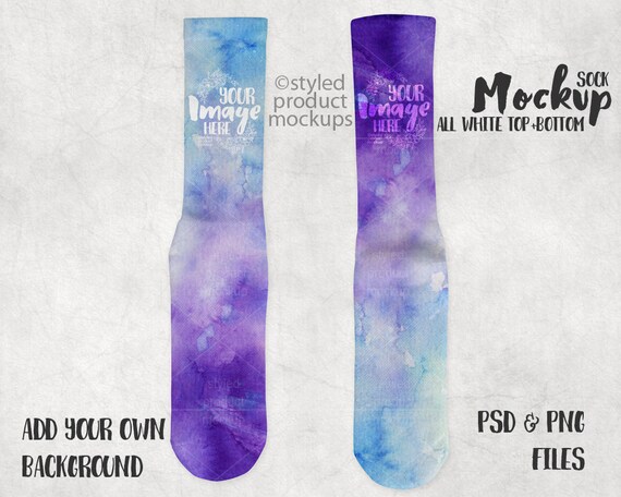 All White Sock Top And Bottom View Mockup Template