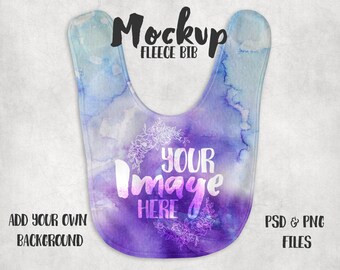 Fleece baby bib mockup template | Add your own image and background