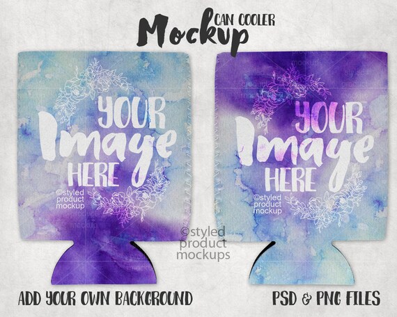 Can Cooler Front And Back View Template Mockup