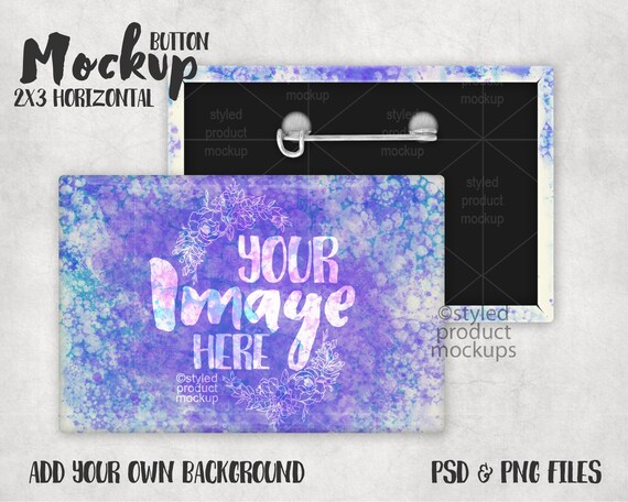 Rectangle Shaped 2x3 Inch Horizontal Pinback Button Mockup |