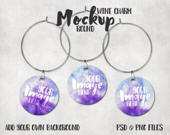 Download Free Round sublimation wine charm template mockup | Drink Tag Mockup | Wine Glass Charm PSD Template