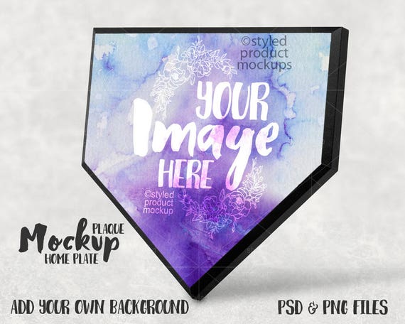 Home Plate Shaped Plaque Mockup With Front And Side
