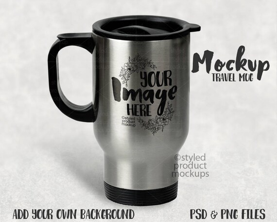 Stainless Steel Sublimation Travel Mug Template Mockup Includes