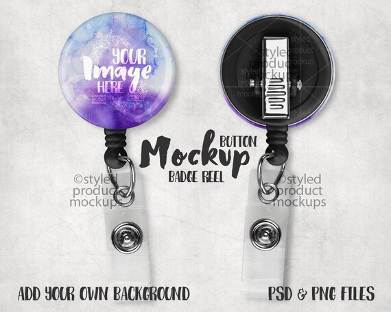 Button Badge Reel With Tension Clip Mockup Template With