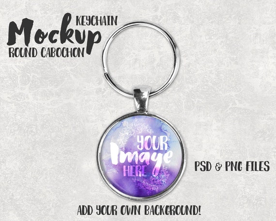 Download Silver Round Bezel Setting Key Chain Mockup Template | Brochure Mockups PSD Free Download