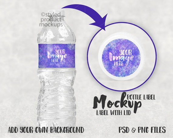 Water Bottle Label With Lid Decal Mockup Template Download Free 45800 Svg Cut Files