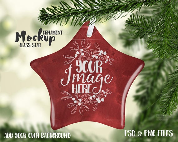 Star Shaped Glass Christmas Ornament Mockup Templateadd Your
