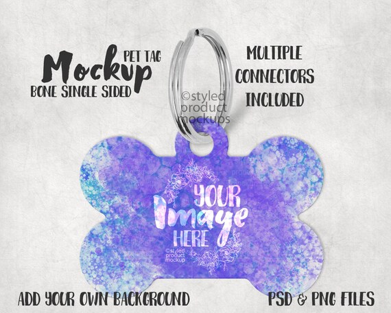 Download Free Bone Shaped Pet Tag Shown Flat Mockup Template Psd