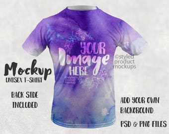 Download Free Unisex All Over Print T Shirt Mockup Template Add Your Own Image PSD Mockup Template
