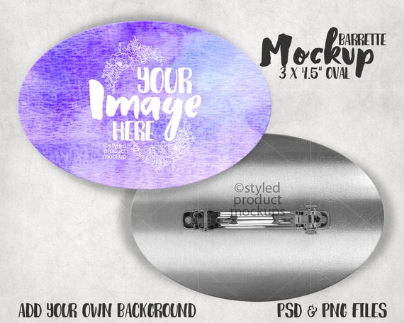Large Oval Barrette Template Mockup Add Your Own