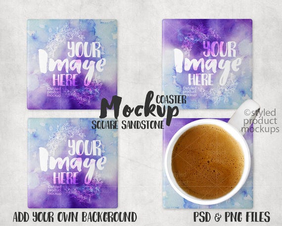 Square Sandstone Coaster With Rounded Edges Mockup Template Square Sandstone Coaster With Rounded Edges Mockup Template