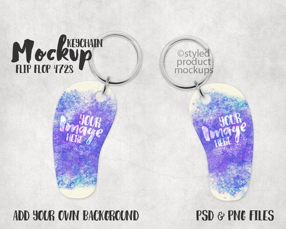 Download Dye Sublimation Flip Flop Shaped Keychain Mockup Template ...