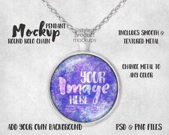 Round Pendant With Glass Cabochon Mockup Add Your Round Pendant With Glass Cabochon Mockup Add Your