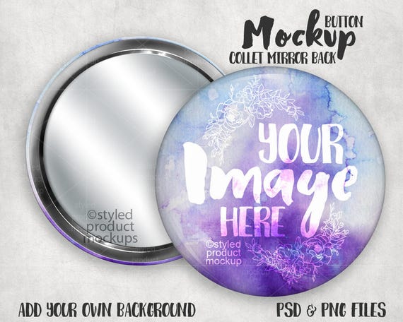 Mirror Back Button With Collet Mockup Template With Front