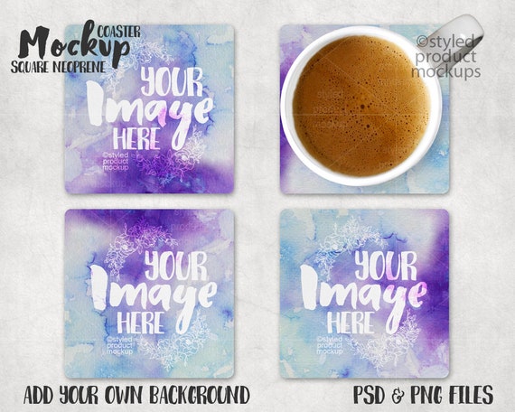 Square Neoprene Coaster Mockup Shows A Set Of Square Neoprene Coaster Mockup Shows A Set Of