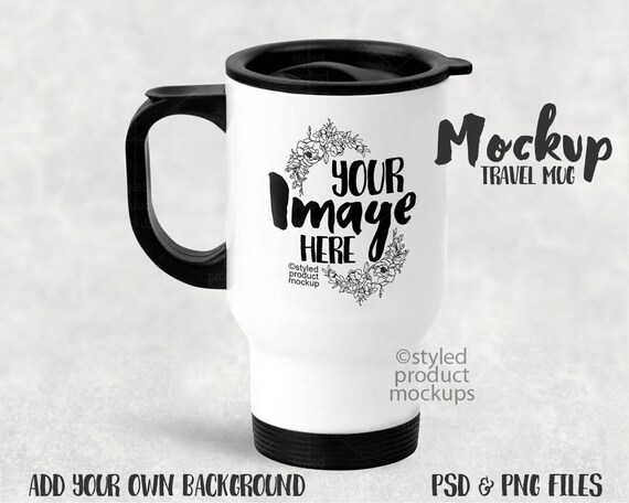 White Sublimation Travel Mug Template Mockup Includes 2 White Sublimation Travel Mug Template Mockup Includes 2