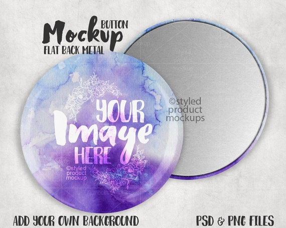 Flat Back Button Mockup Template With Front And Back