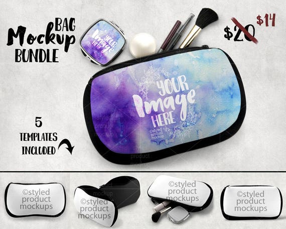 Cosmetic Bag Mockup Template Bundle Add Your Own