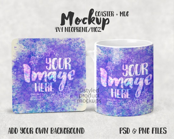 Dye Sublimation 4x4 Neoprene Coaster With 11oz Coffee Mug