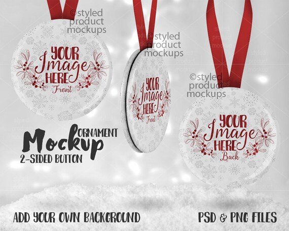 Download Double Sided Button Ornament With Ribbon Mockup Template Mockups Free Device Psd Templates