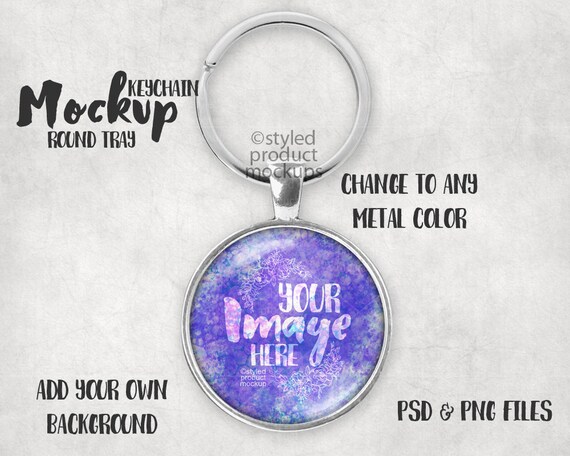 Round Cabochon With Split Ring Keyring Mockup Template Round Cabochon With Split Ring Keyring Mockup Template