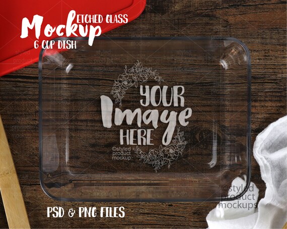Glass Etched 6 Cup Storage Dish Mockup Template
