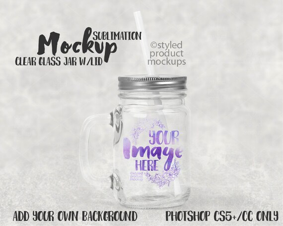 Download Sublimation Glass Mason Jar With Lid And Straw Template Psd Actions Mockups PSD Mockup Templates