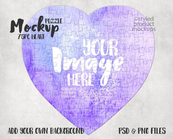 Sublimation 75 Piece Heart Shaped Puzzle Mockup Template